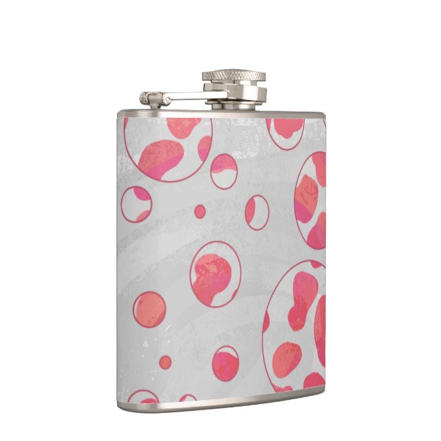 Polka Dot Dalmatian Pink and White Hip Flask (Right)