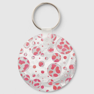 Polka Dot Dalmatian Pink and White Key Ring
