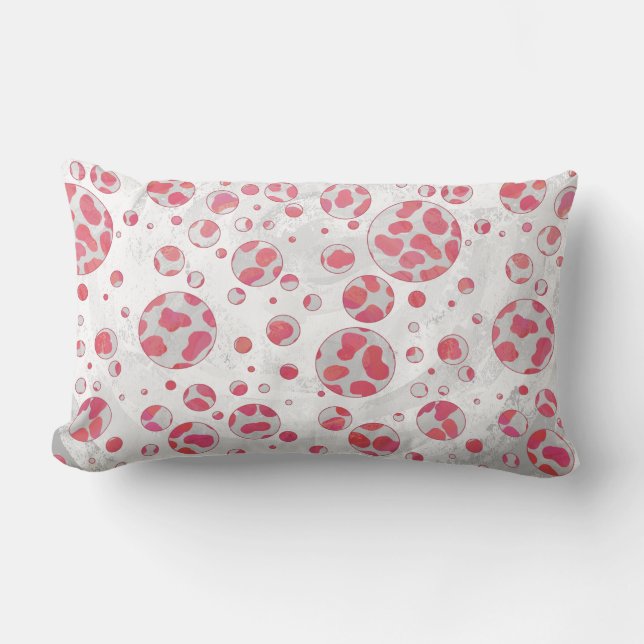 Polka Dot Dalmatian Pink and White Lumbar Cushion (Front)