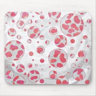 Polka Dot Dalmatian Pink and White Mouse Mat