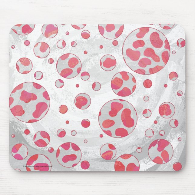 Polka Dot Dalmatian Pink and White Mouse Mat (Front)