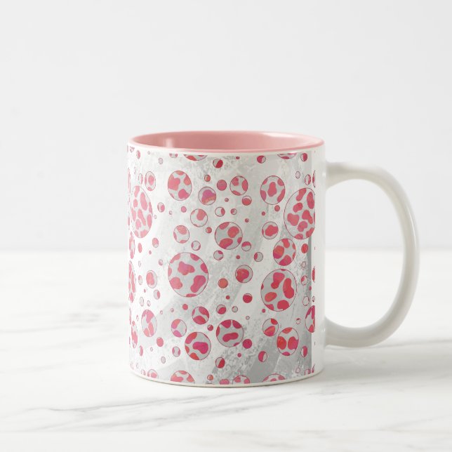 Polka Dot Dalmatian Pink and White Two-Tone Coffee Mug (Right)