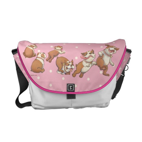 Polka Dot Dancing Bulldog Courier Bag