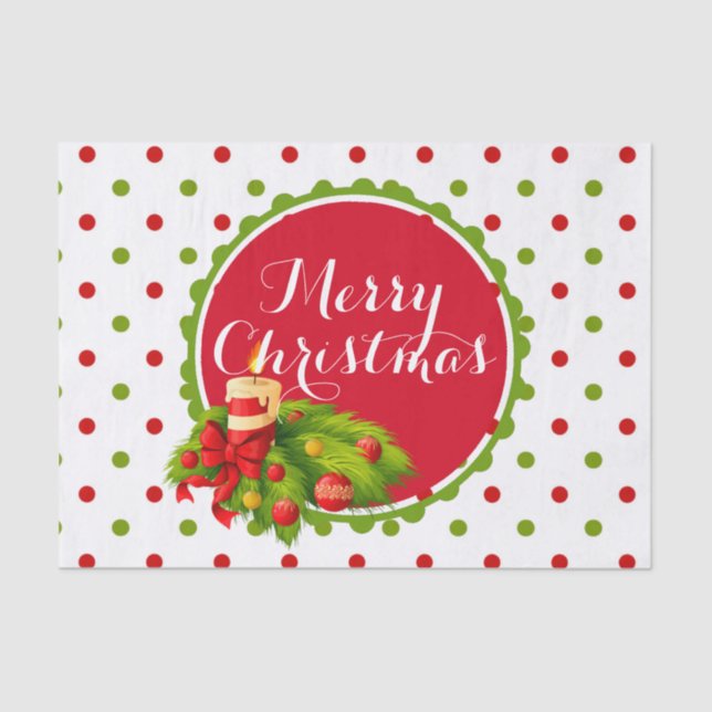 Polka Dot & Decorations Merry Christmas Tissue Paper (Front)