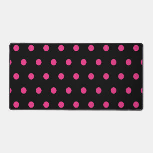 Polka Dot Desk Mat (Black & Neon Pink)