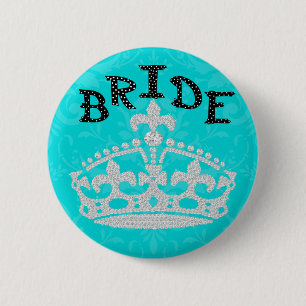 Polka Dot Diamond Princess Crown Bride Button