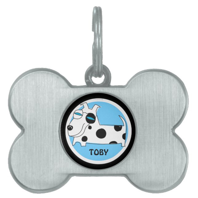Polka Dot Dog Blue Pet Tag (Front)