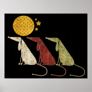 Polka Dot Dogs and Moon Poster