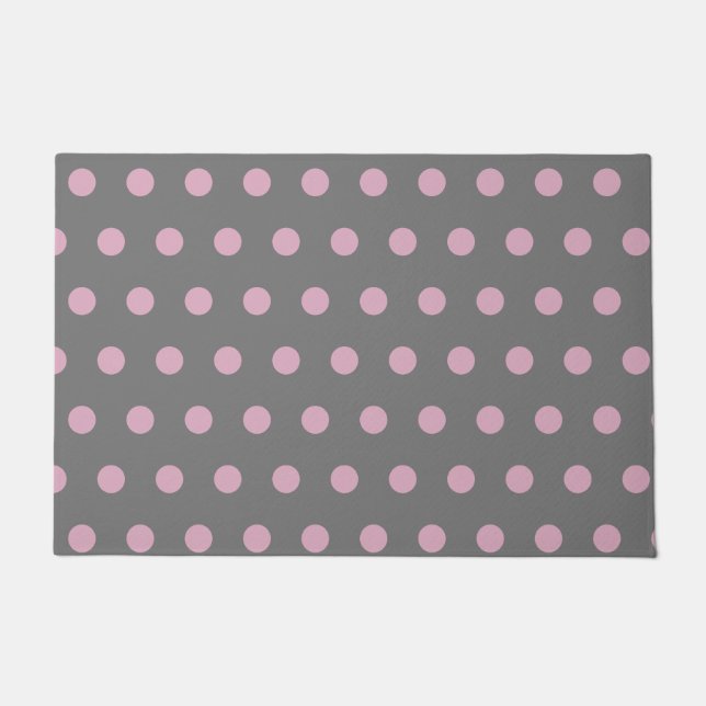 Polka Dot Door Mat (Dark Grey & Soft Pink) (Front)
