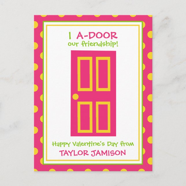 Polka Dot Door Personalised Valentine's Cards (Front)