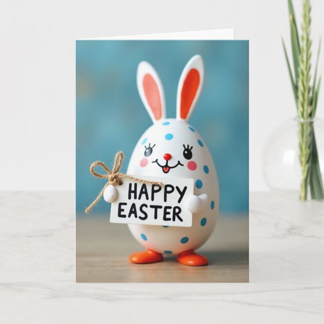 Polka Dot Easter Faux Porcelain Card (Front)