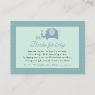 Polka Dot Elephant and Baby Books for Baby Request Enclosure Card