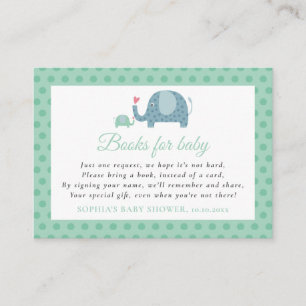 Polka Dot Elephant and Baby Books for Baby Request Enclosure Card