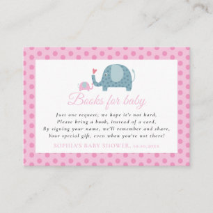Polka Dot Elephant and Baby Books for Baby Request Enclosure Card