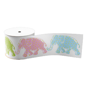 Polka Dot Elephant Ribbon Grosgrain Ribbon