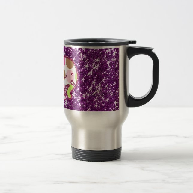Polka Dot Elephant Sparkly Purple Girly Gifts Travel Mug (Right)