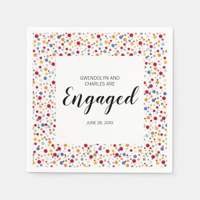Polka Dot Engagement Party Napkin (Front)