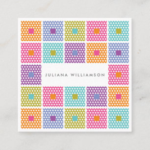 Polka Dot Fabric Quilt Pattern Square Business Card