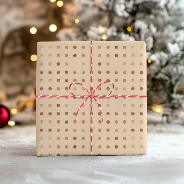 Polka Dot Faux Gold Foil Blush Wrapping Paper (Creator Uploaded)