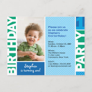 Polka Dot First Birthday Party Invitation Postcard