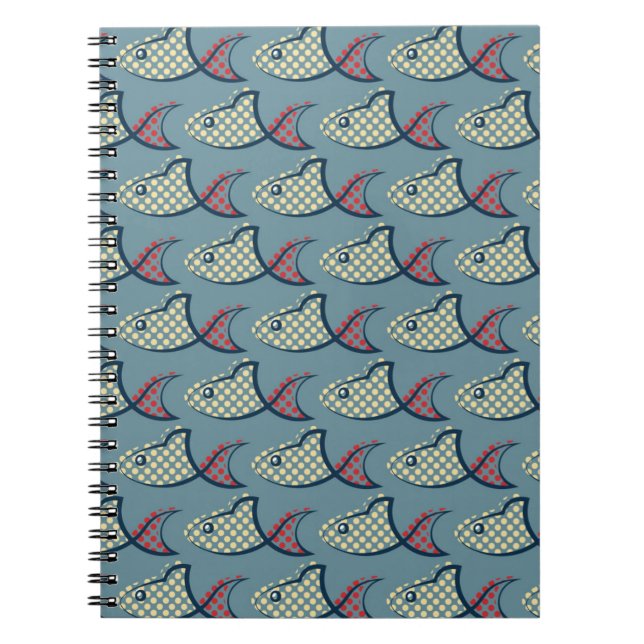 Polka Dot Fish Pattern Notebook (Front)