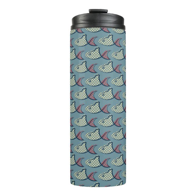 Polka Dot Fish Pattern Thermal Tumbler (Front)