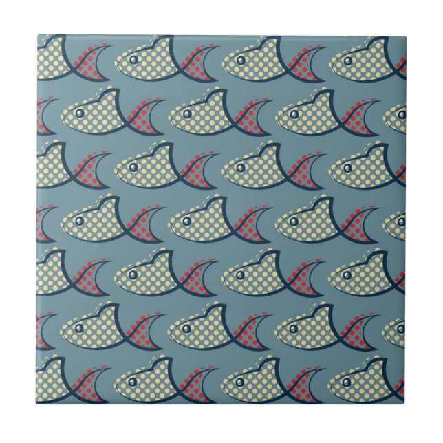 Polka Dot Fish Pattern Tile (Front)