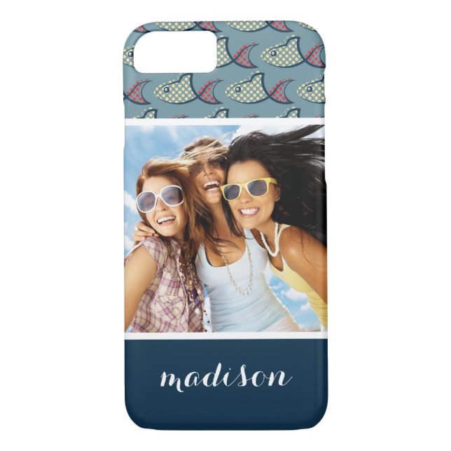 Polka Dot Fish Pattern | Your Photo & Name Case-Mate iPhone Case (Back)