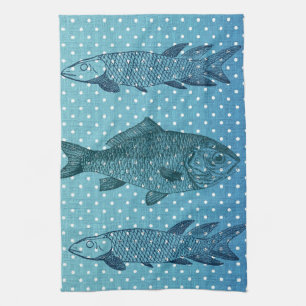 Polka Dot Fish Tea Towel