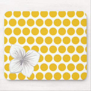 Polka Dot Floral Mousepad with Watercolor Flower