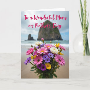 Polka Dot Floral Seaside View Card