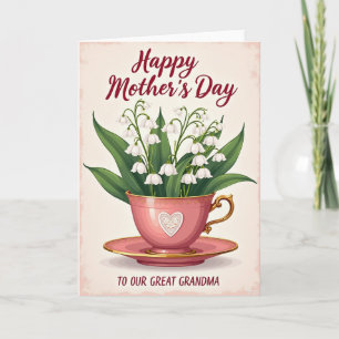 Polka Dot Floral Tea Mothers Day Card