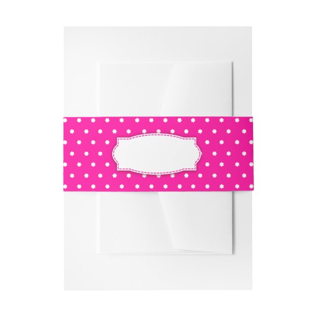 Polka dot flower pink belly band invitation belly band (Front Example)