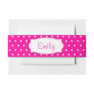 Polka dot flower pink name belly band invitation belly band