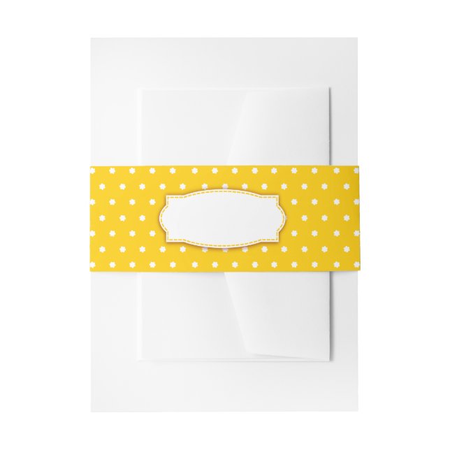 Polka dot flower yellow belly band invitation belly band (Front Example)