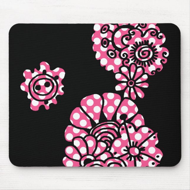 Polka Dot Flowers Mouse Mat (Front)