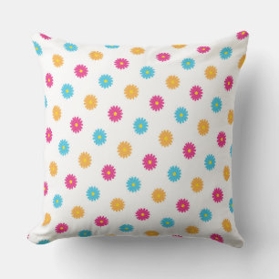Polka Dot Flowers Throw Pillow