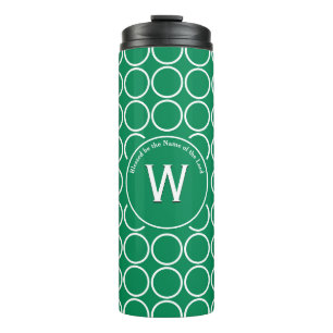 POLKA DOT Geometric Customised Monogram Green Thermal Tumbler