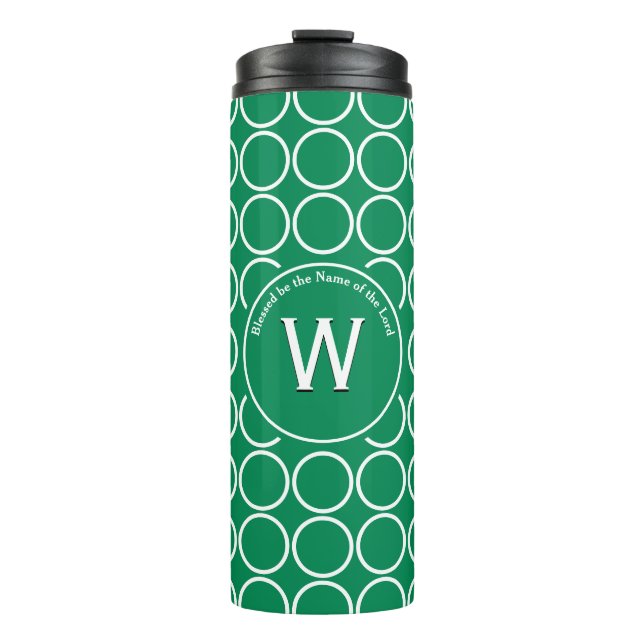 POLKA DOT Geometric Customised Monogram Green Thermal Tumbler (Front)