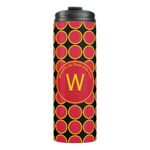 POLKA DOT Geometric Monogram Customised Red Yellow Thermal Tumbler