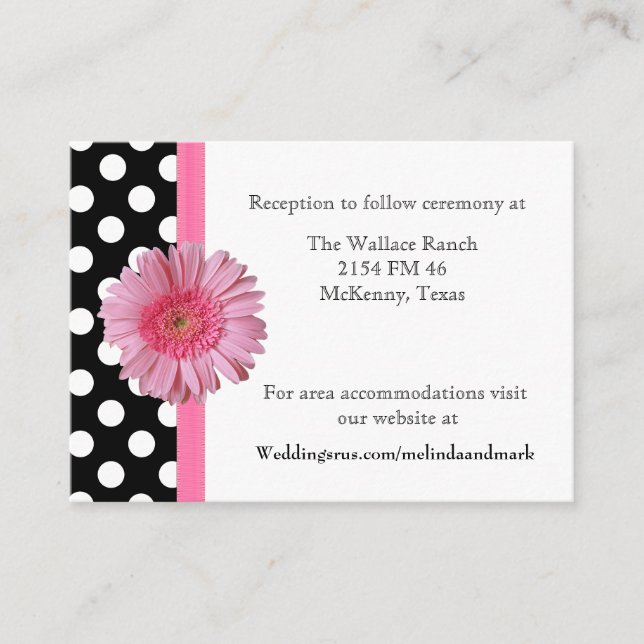 Polka Dot & Gerber Daisy Wedding Enclosure Card (Front)
