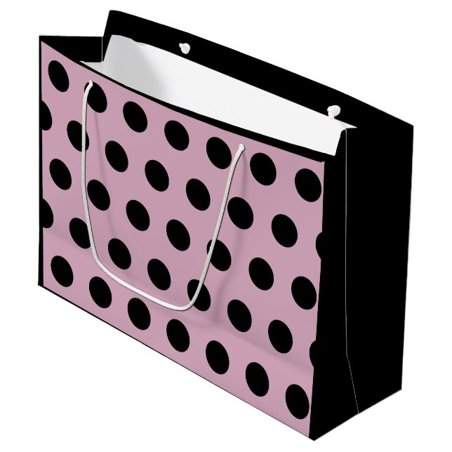Polka Dot Gift Bag - Large (Pink & Black) (Front Angled)