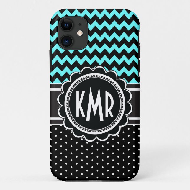 Polka Dot Glamour Retro Elegant Chevron Monogram Case-Mate iPhone Case (Back)