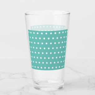 Polka Dot Glass Tumbler (Aqua & White)