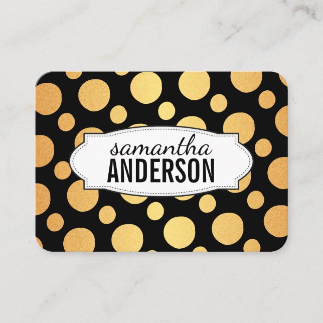 Polka Dot Gold Pattern Business Card (Front)