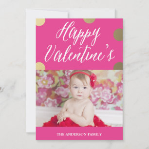 Polka Dot Gold   Valentine's Day Photo Card