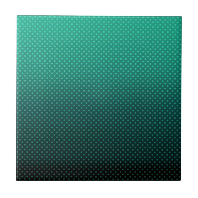 Polka dot gradient green black colours dark print tile (Front)