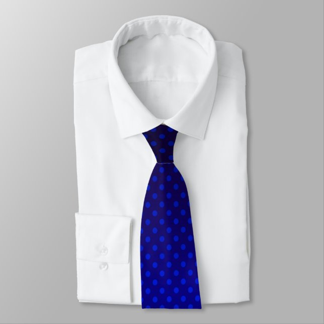 Polka dot gradient navy black colours dark print tie (Tied)