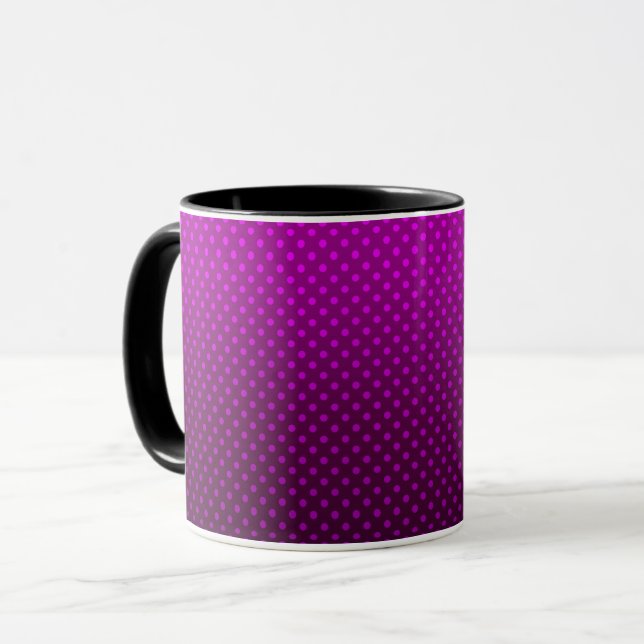 Polka dot gradient purple black colours dark print mug (Front Left)
