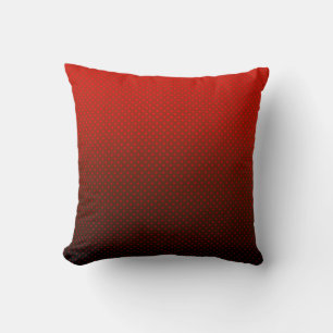 Polka dot gradient red black colours dark print cushion